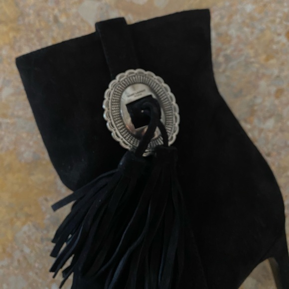 Saint Laurent Janis 105 Western Buckle Concho Ankle Boots Booties 39 - Picture 4 of 14